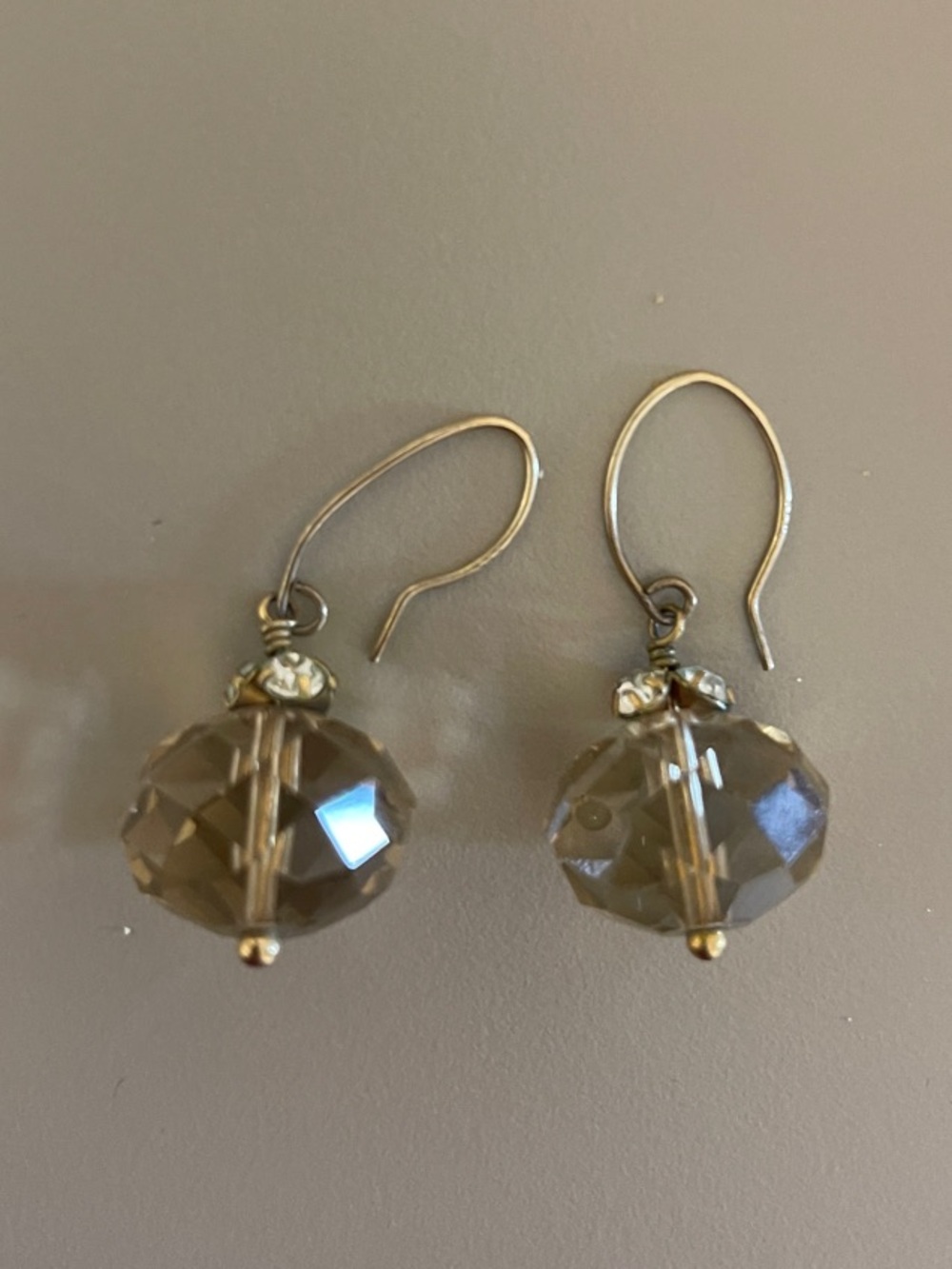 Smoky Crystal Drop Earrings